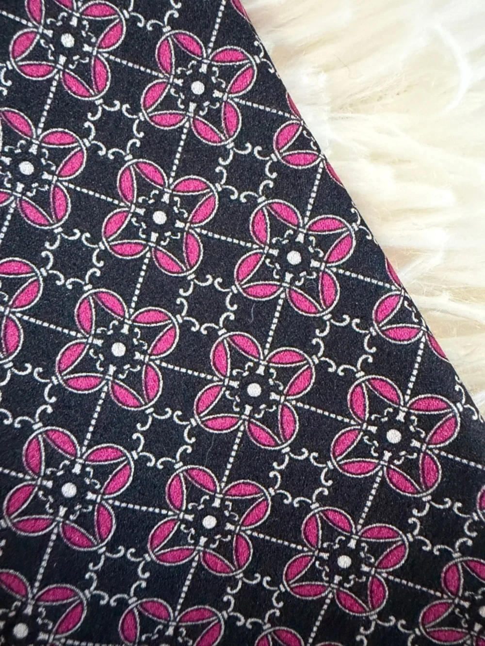 Stefano Ricci 100% Silk Tie Black Pink Geometric  Italy Excellent Condition